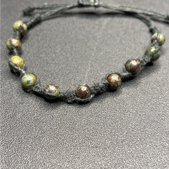 HANDMADE Dragon's Blood Jasper Beads Knotted with Black Hemp Cord - Picture 6 of 6